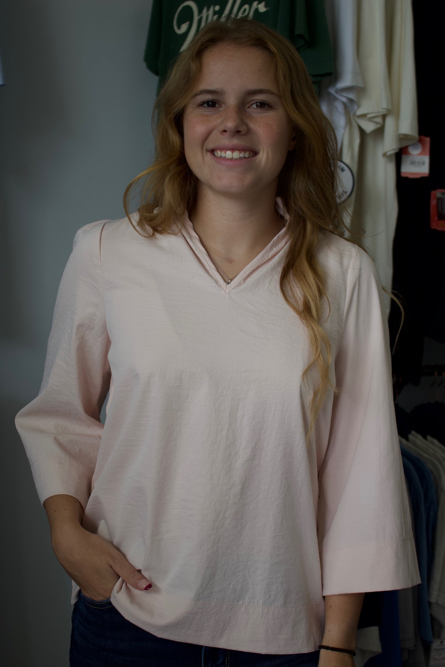 Blush Whisper Wide Sleeve Blouse
