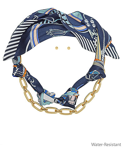 Oval Chain & Scarf Multi-Layer Necklace Set