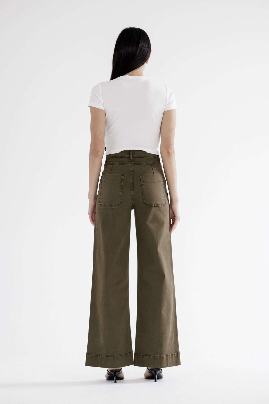 Super High Double Waistband Wide Leg Fern Green