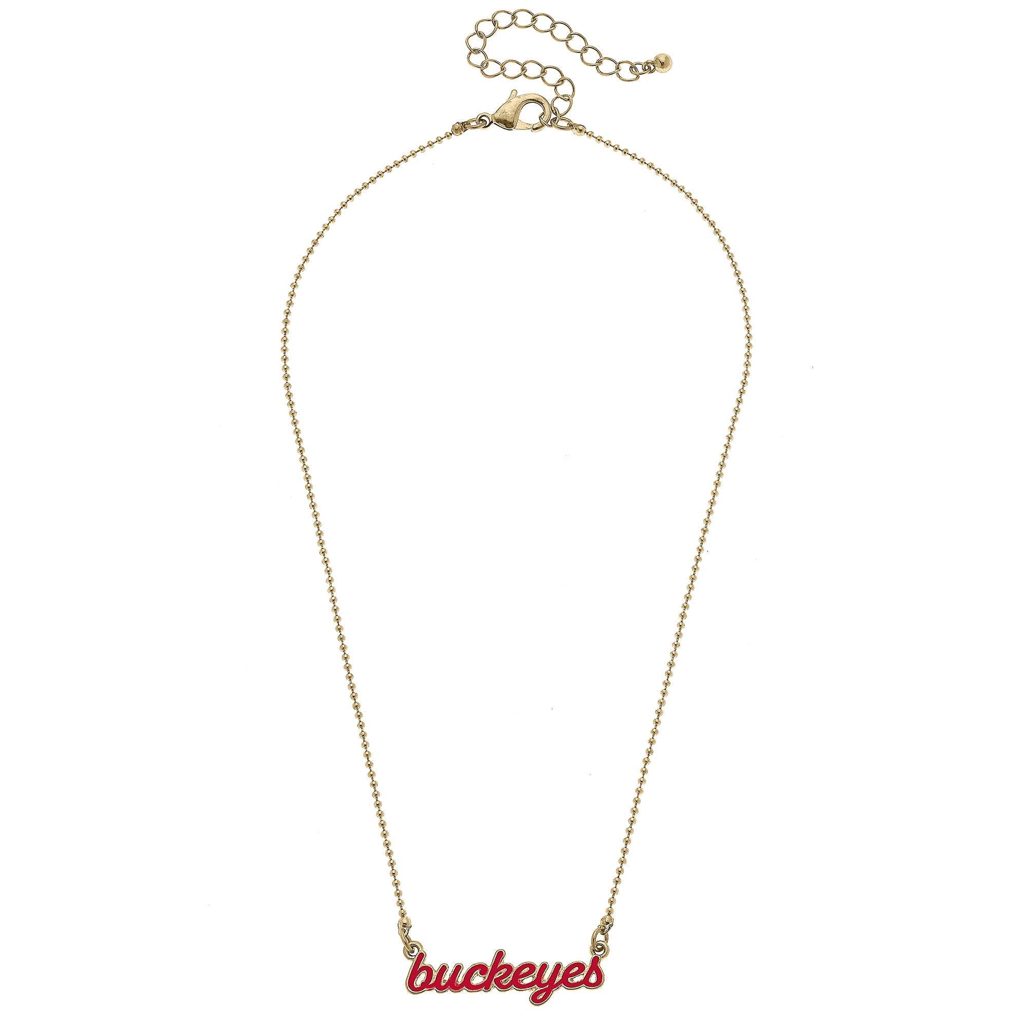 Ohio State Buckeyes Enamel Script Necklace in Scarlet