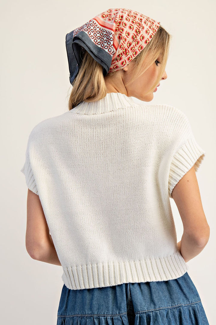 American Flag Mock Neck Sweater Top