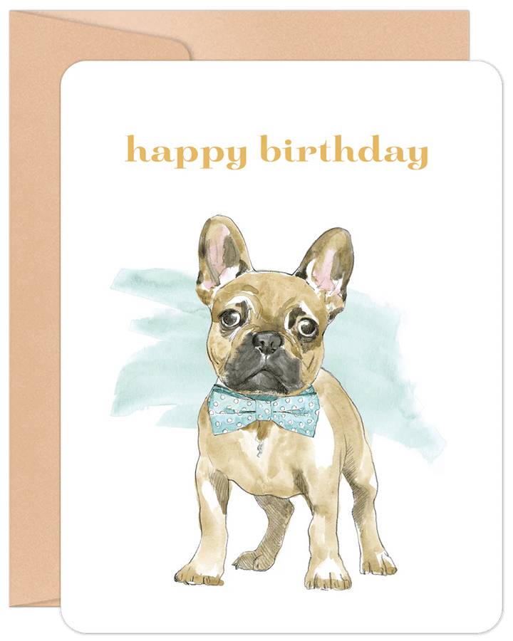 Willow &amp; Ivy "Cake, Yes?" French Bulldog Puppy, Happy Birthday Card