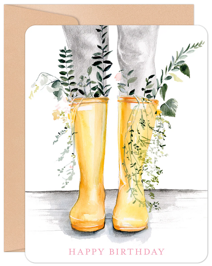 Willow and Ivy "Garden Boots" Happy Birthday Card