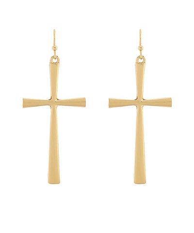 Cross Metal Drop Earrings