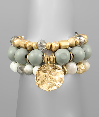 Grey Wood and Stone Bracelet