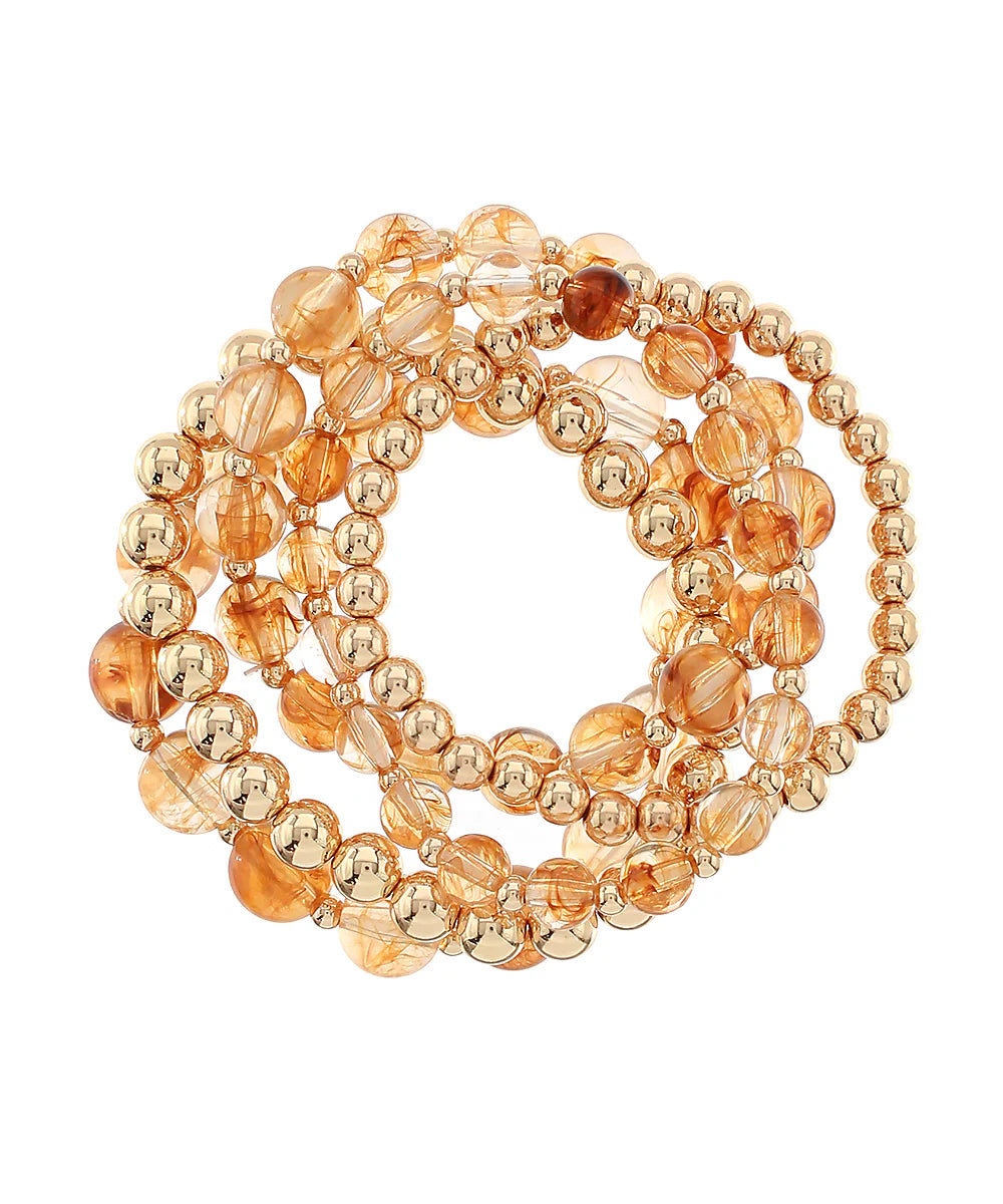 5 Row Marble &amp; CCB Ball Bracelet