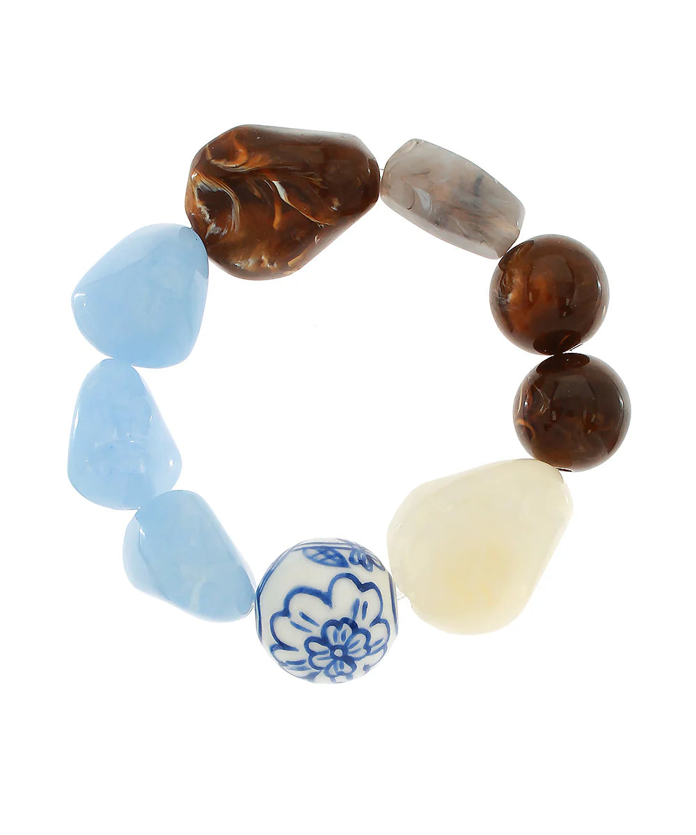 Marble Stone &amp; Ceramic Ball Bracelet