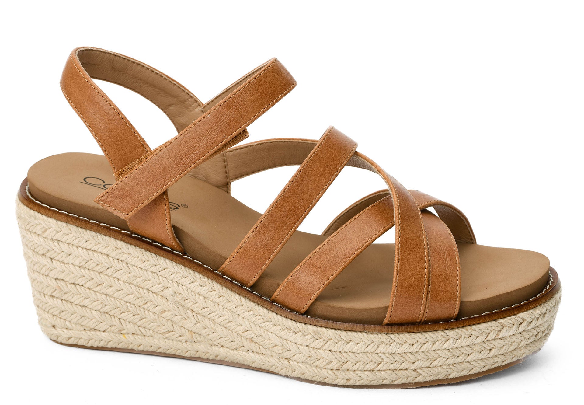 Strappy brown wedge