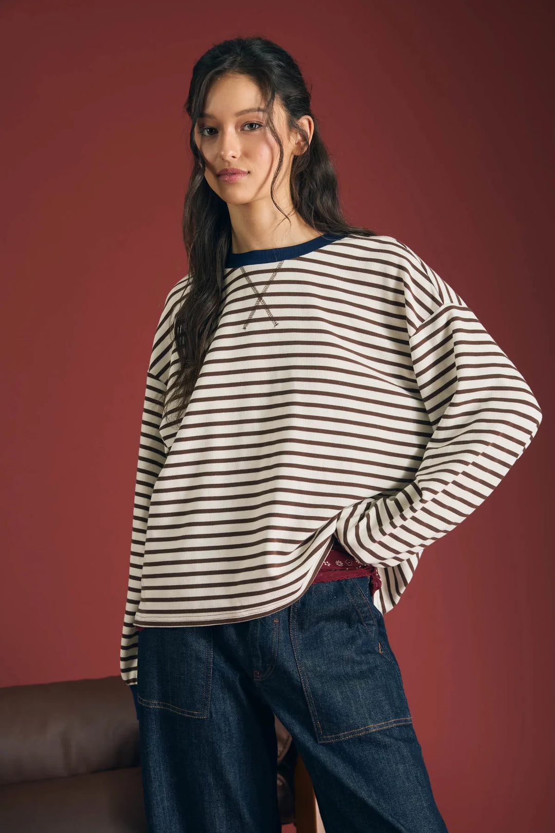 Stipe Crew Neck Top