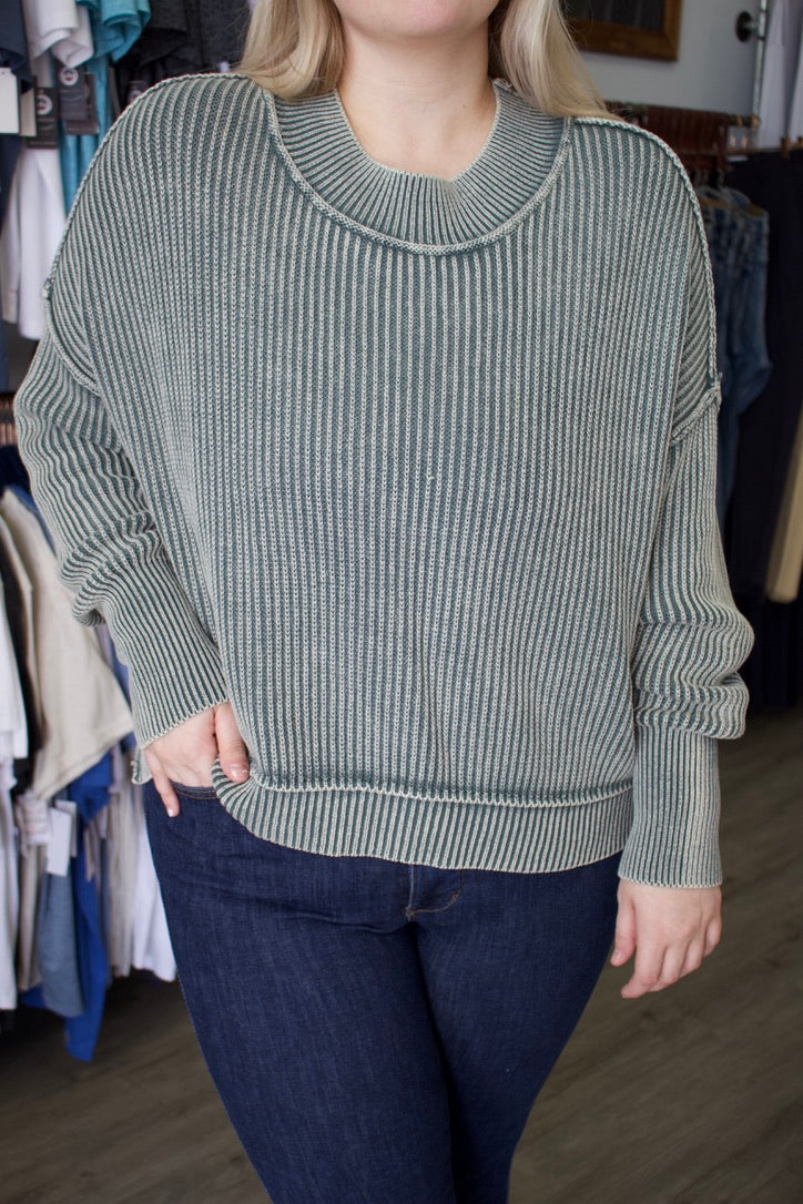 green oversized sweater
