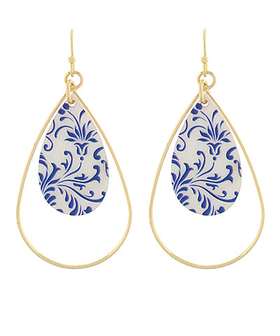 Teardrop Mother Of Pearl Earrings blue and pearl pattern