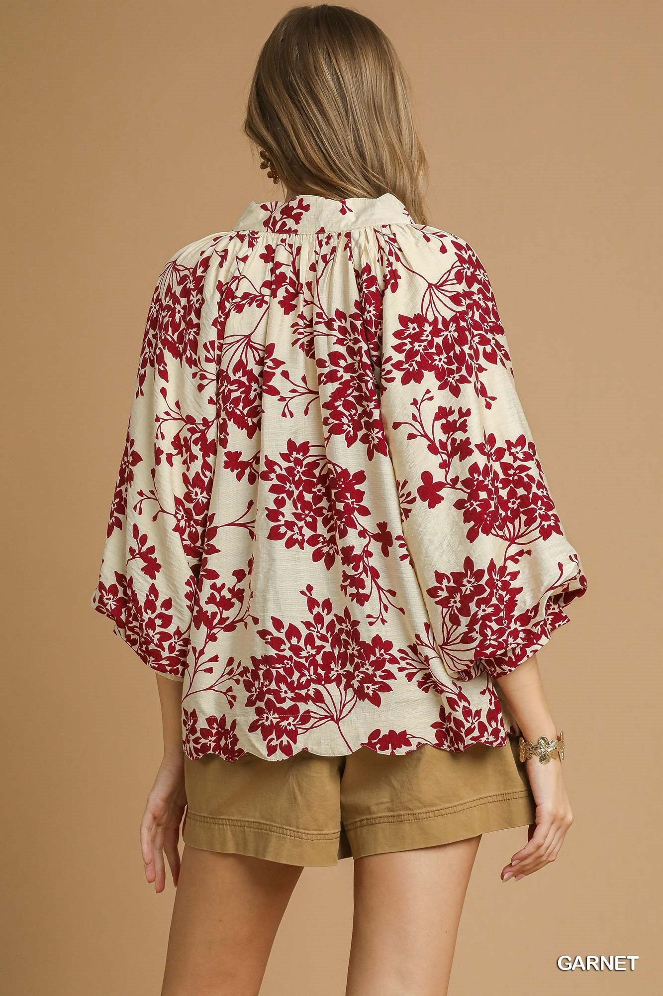 cream and red cherry blossom blouse 