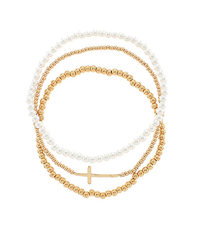 3 Row Cross & CCB Ball Bracelet
