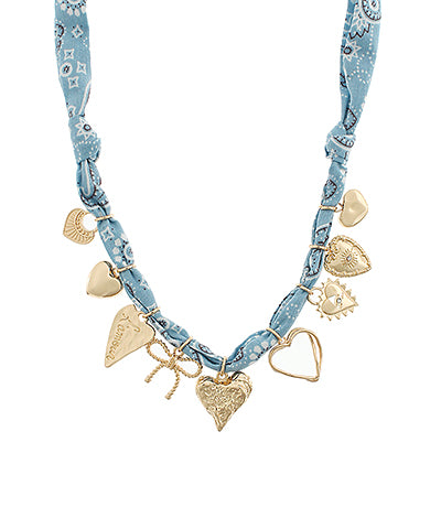 Heart & Bow Multi Charm Scarf Necklace