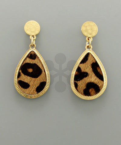Leopard Tear Drop Earrings