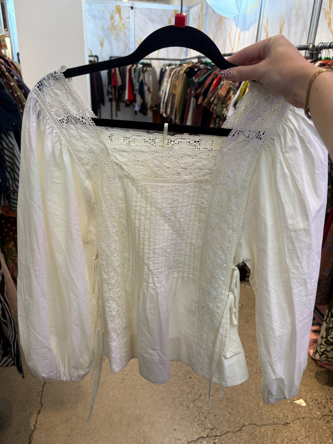 Lace Detail with Balloon Sleeve Top