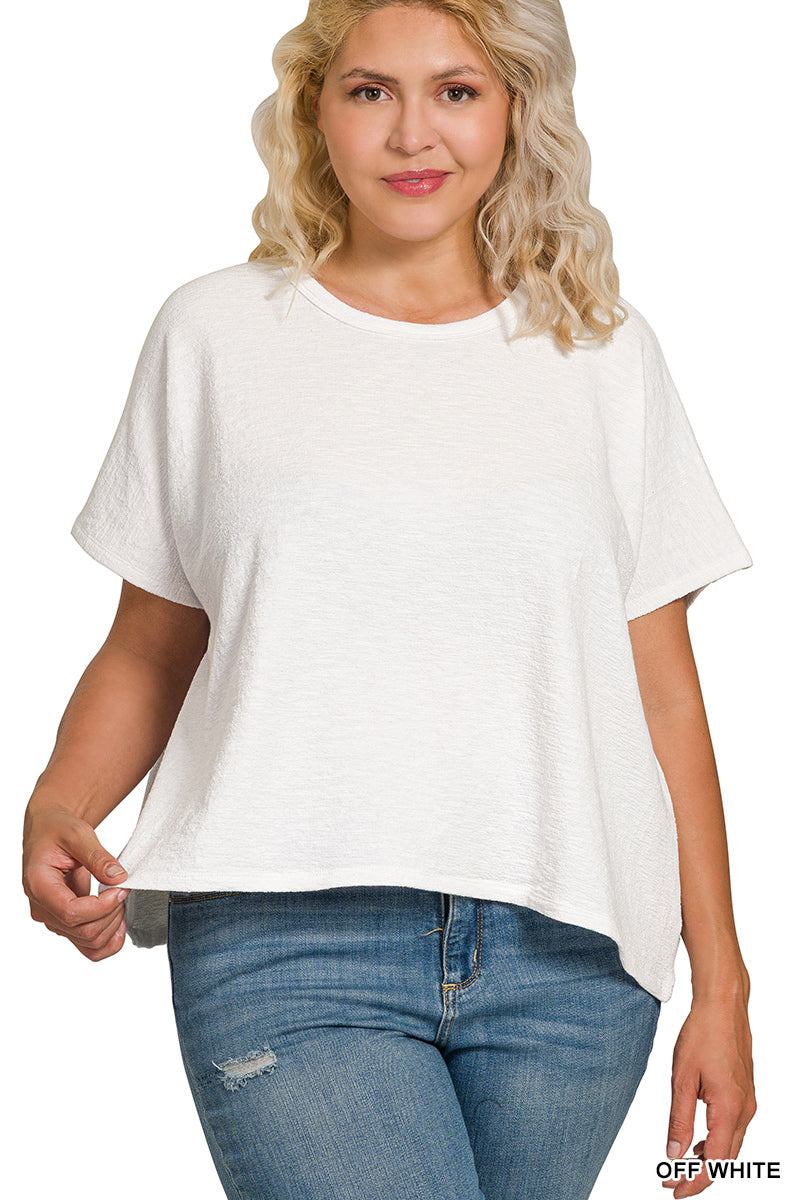Oversized cotton slub top white