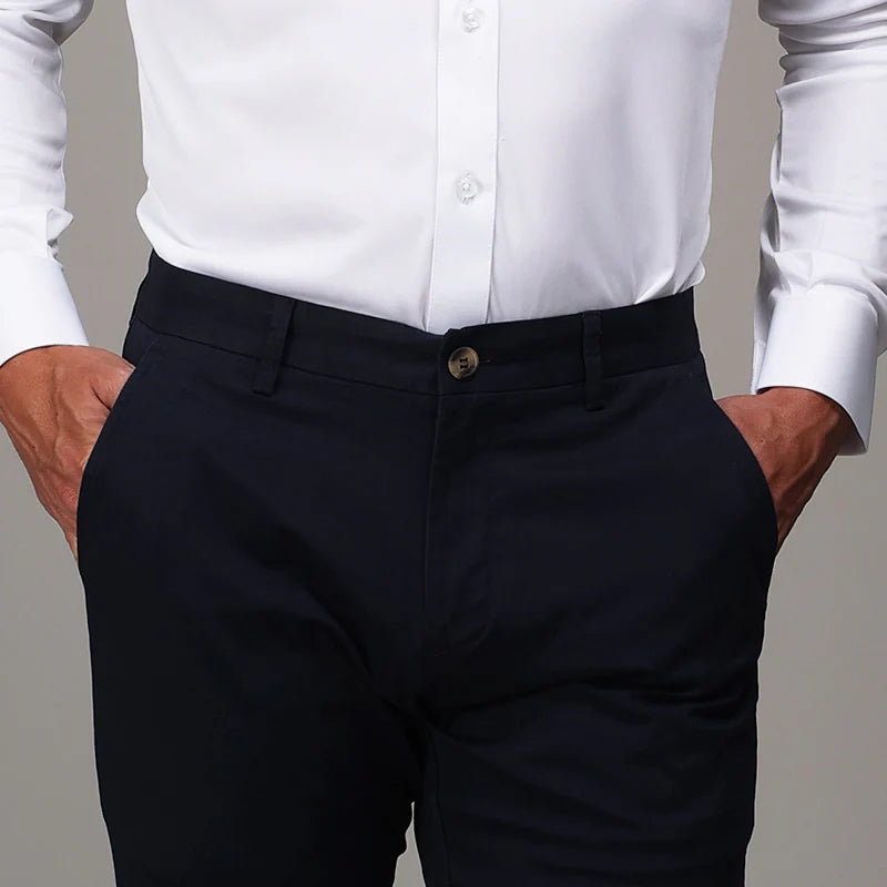 CEO Chino Classic Pocket Cotton Stretch Pants- Navy