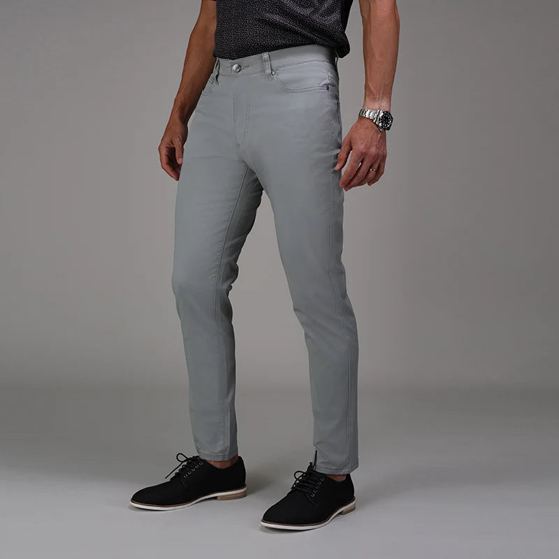 Collars &amp; Co. CEO Chino Five Pocket Cotton Stretch Pants- Grey