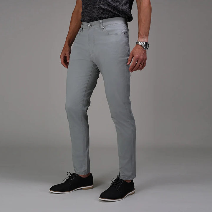 Collars &amp; Co. CEO Chino Five Pocket Cotton Stretch Pants- Grey