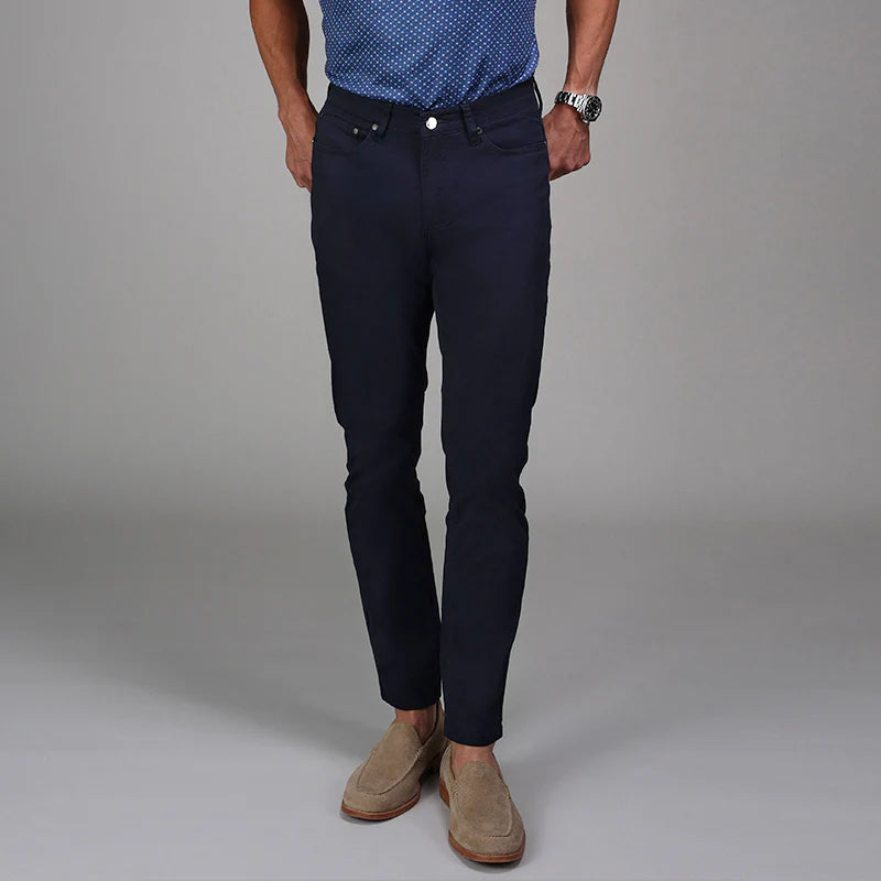 Collars &amp; Co. CEO Chino Five Pocket Cotton Stretch Pants- Navy