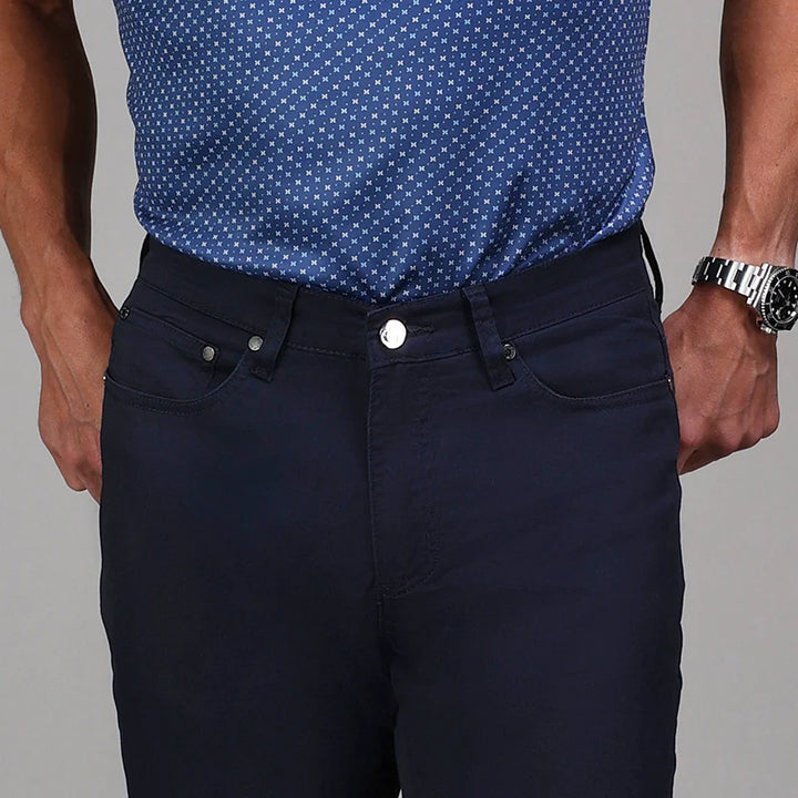 Collars &amp; Co. CEO Chino Five Pocket Cotton Stretch Pants- Navy