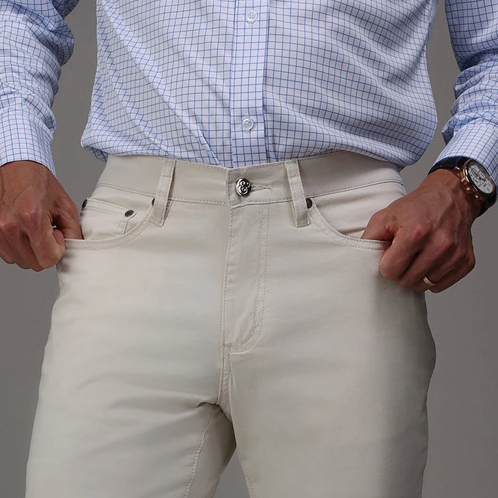 Collars &amp; Co. CEO Chino Five Pocket Cotton Stretch Pants- Stone