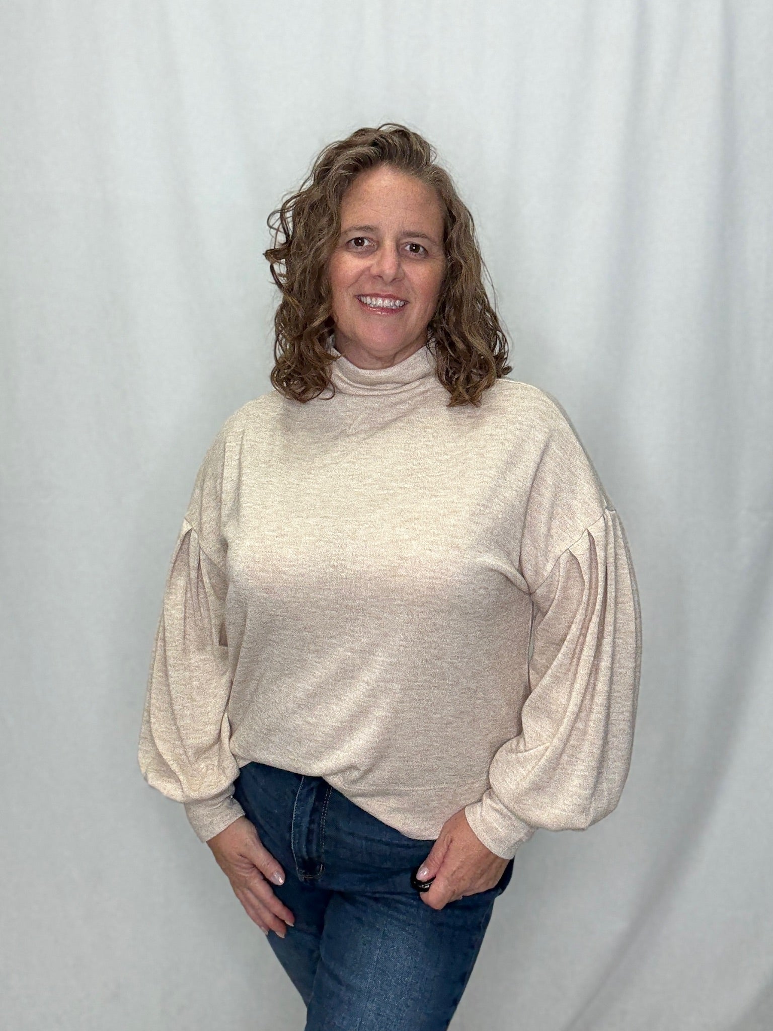 The Sandstone Mock Neck Knit Top