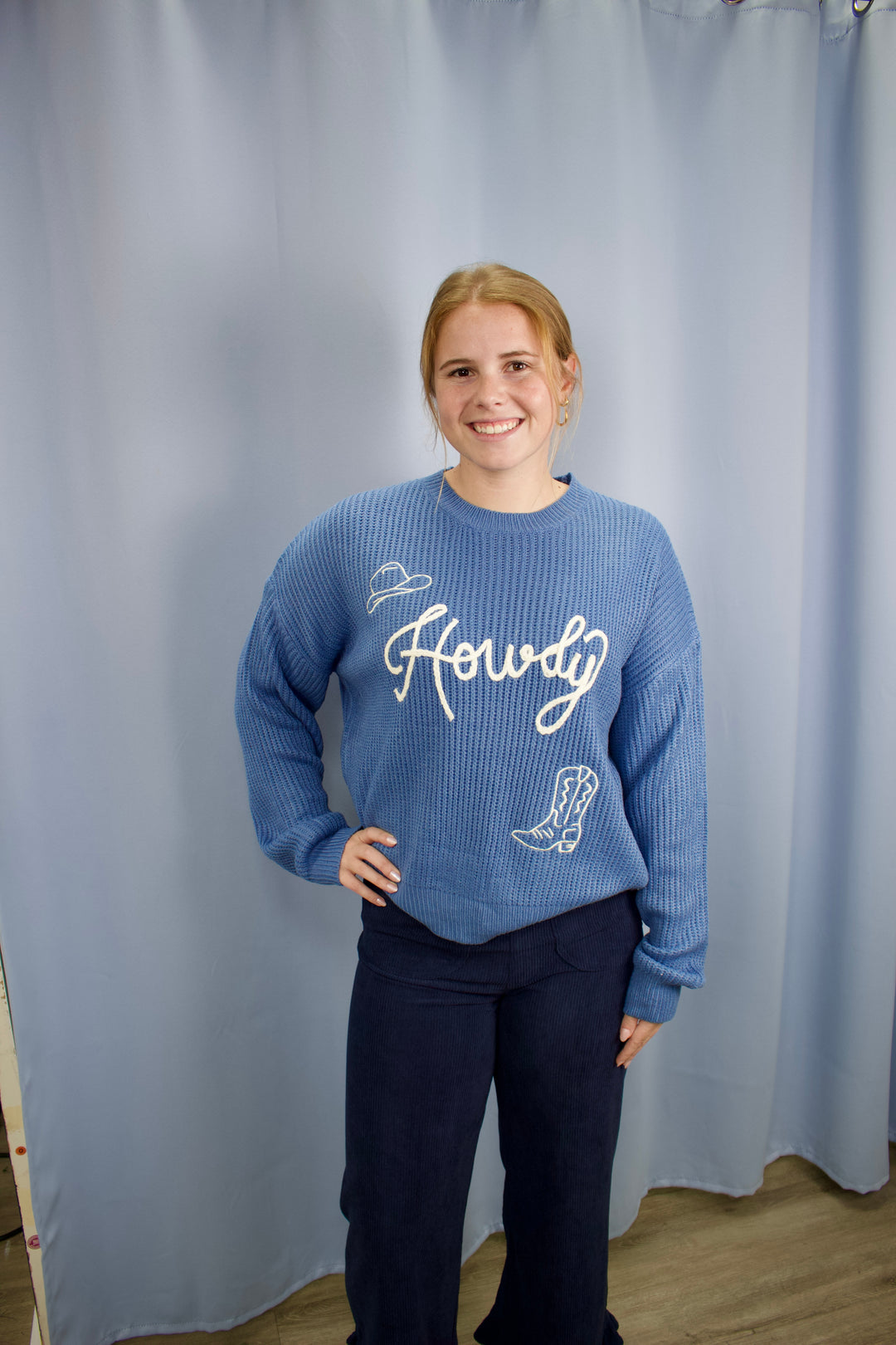 Howdy Embroidered Crewneck Sweater