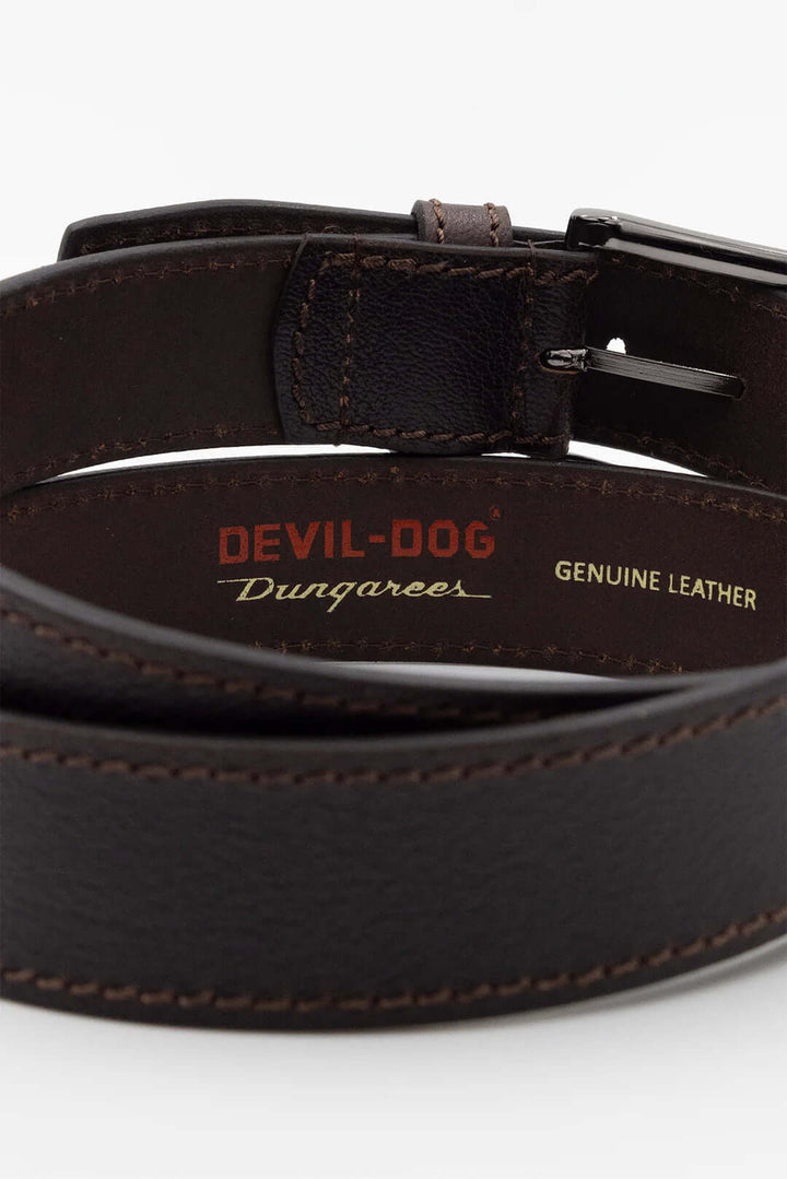 Textured Leather Belt-Brown/Nickel Buckle