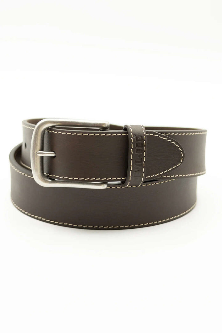 Leather Belt-Brown/Antique Nickel Buckle