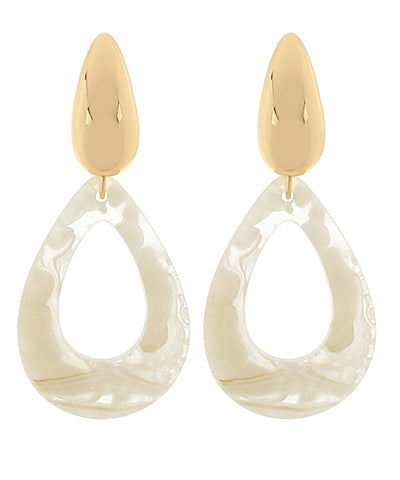 Metal &amp; Acrylic Teardrop Earrings