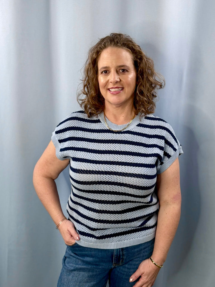 Flag and Anthem Ashley Stripe Sweater Tee Blue