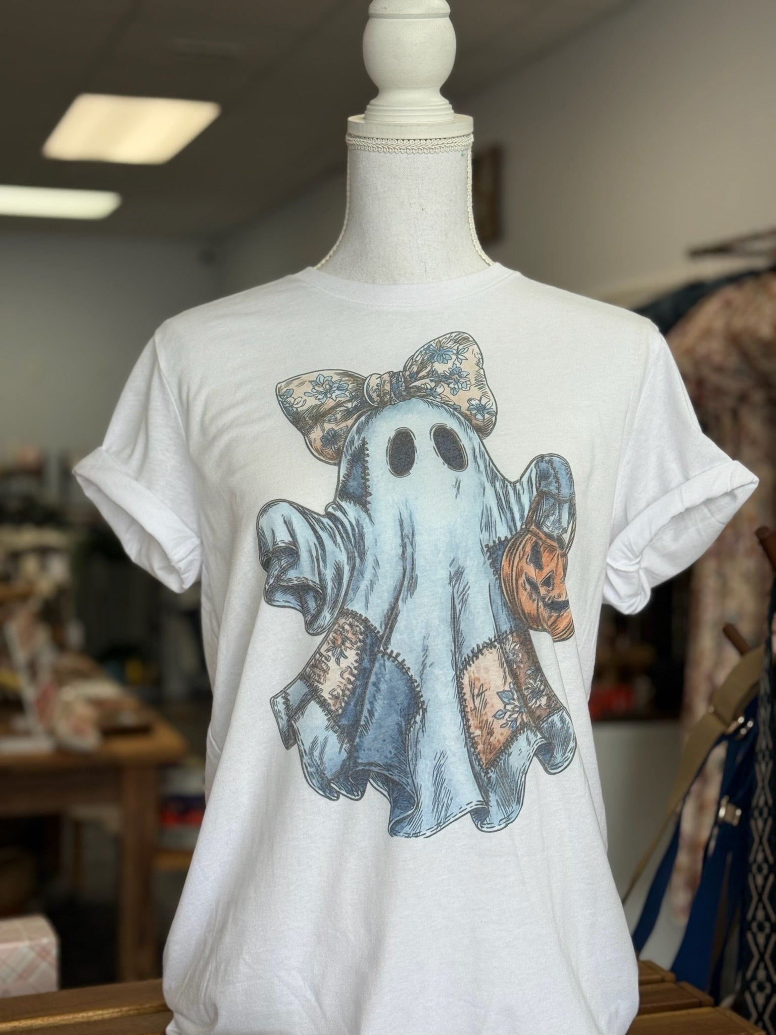 White Ghost Patchwork T-Shirt