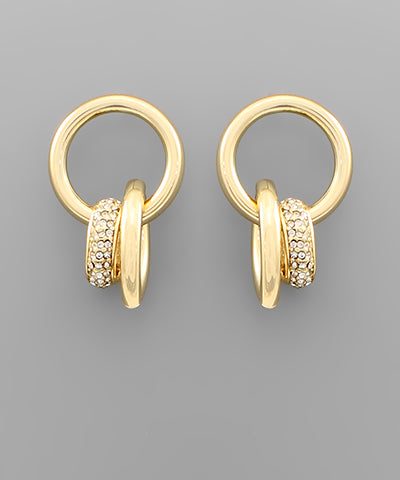 2 Oval Linked Circle Earrings