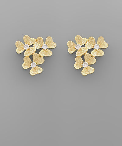Crystal 3 Flower Earrings