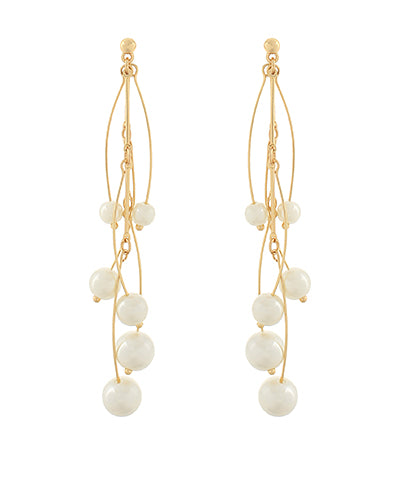 Fringe Pearl Long Earrings