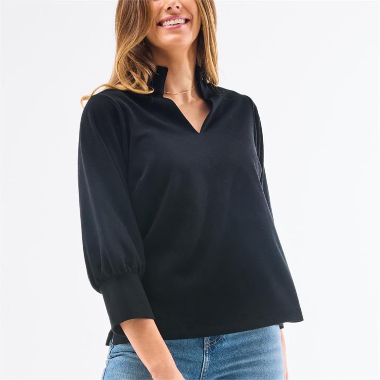 black 3/4 sleeve blouse 