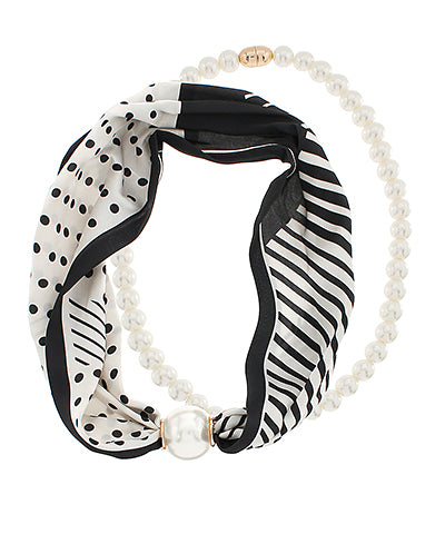 Layered Pearl Scarf Necklace