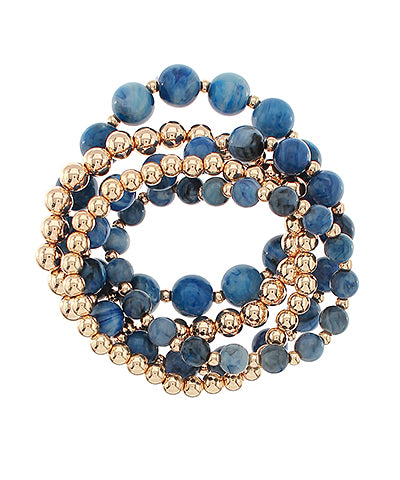 5 Row Marble &amp; CCB Ball Bracelet