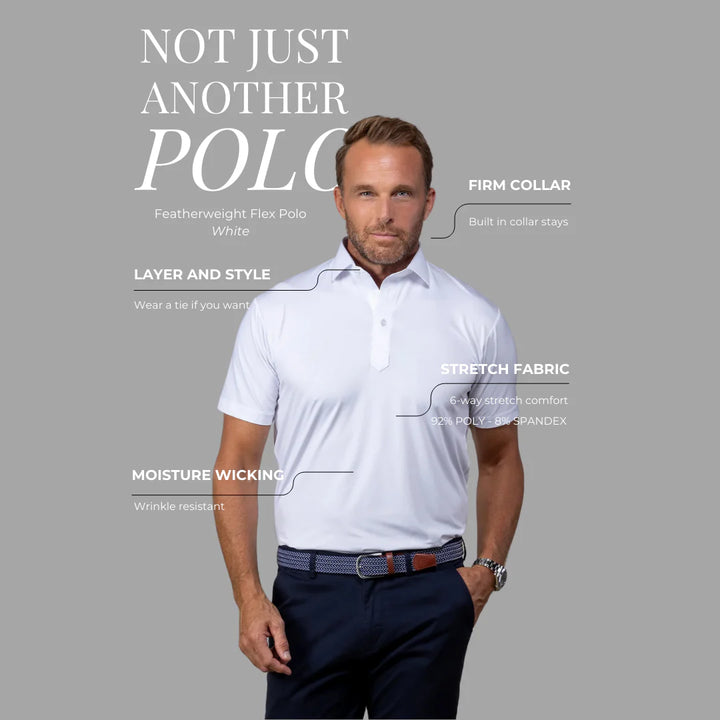 Collars &amp; Co. Featherweight Flex Polo White