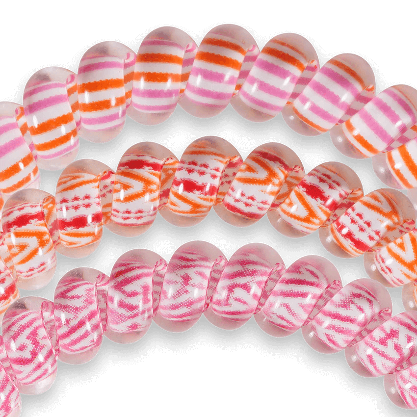 Pink and orange small teletie hair ties 