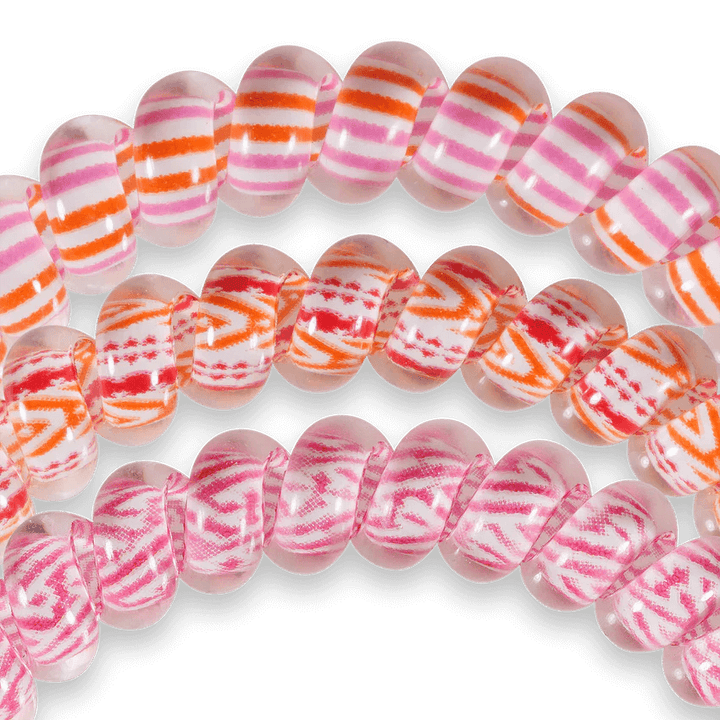 Pink and orange small teletie hair ties 