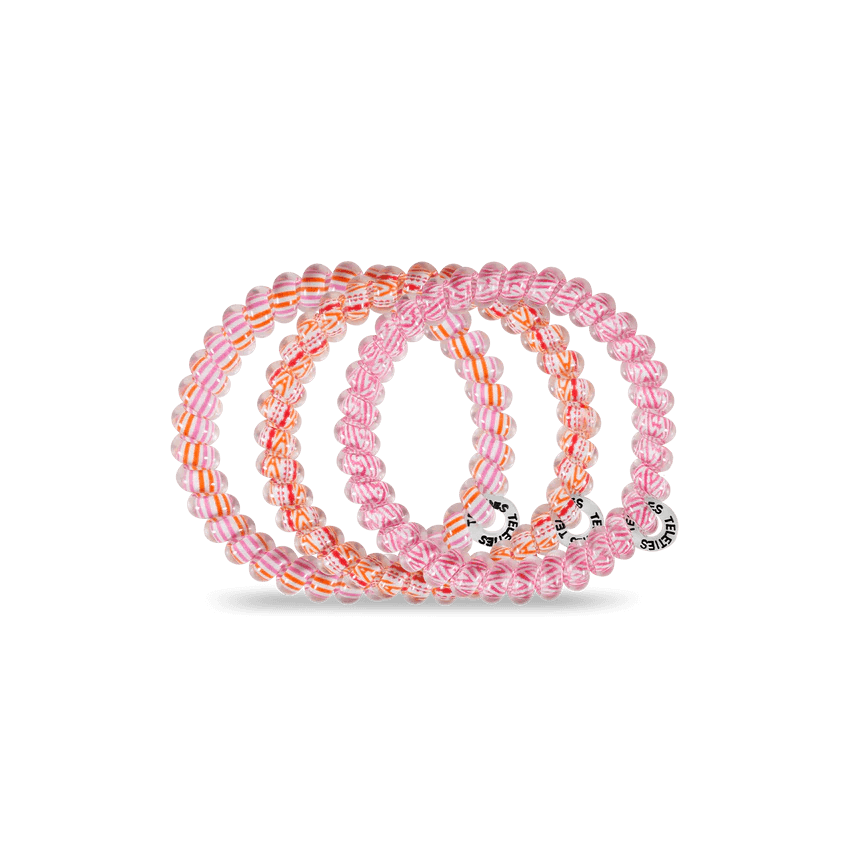 Pink and orange small teletie hair ties 