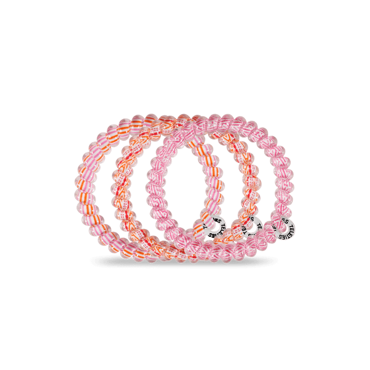 Pink and orange small teletie hair ties 