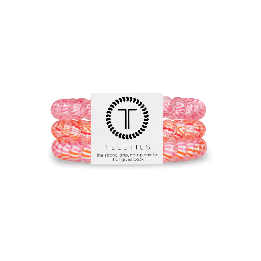 Pink and orange small teletie hair ties 