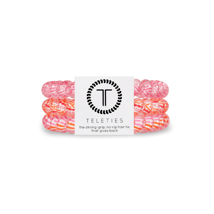 Pink and orange small teletie hair ties 