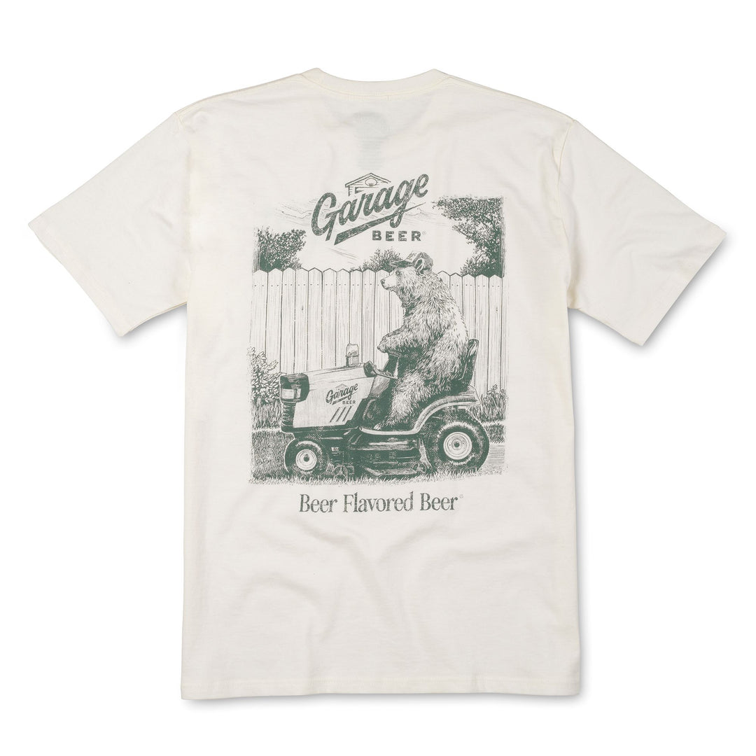 White t-shirt with graphic design and text on a white background