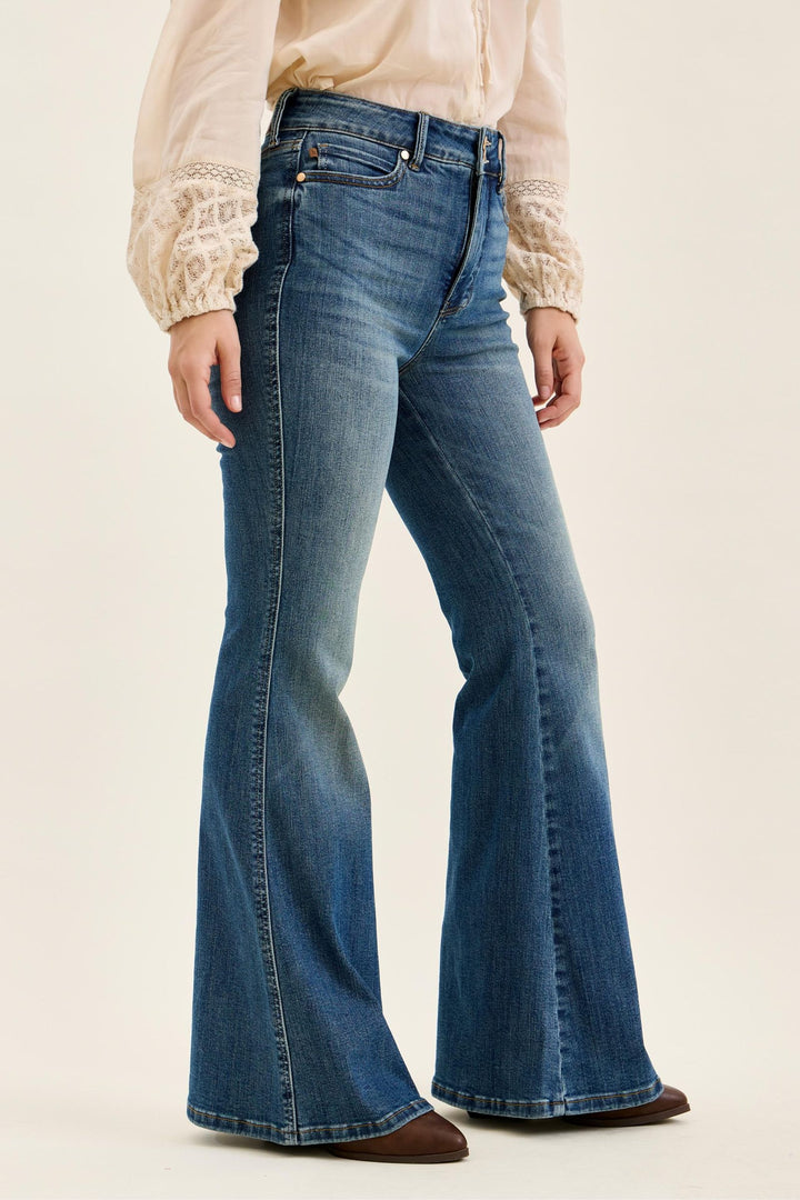 Judy Blue "Jaqueline" Flare Double Button and Shield Pkt. Jean