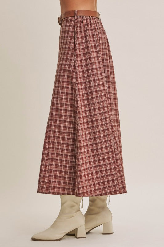 Maple Trail Heritage Plaid Flare Skirt with Belt